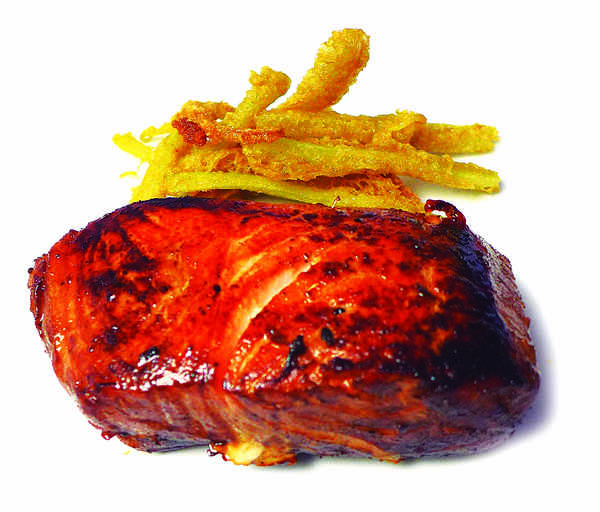 Lomos de salmón en teppanyaky