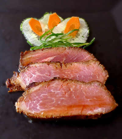 Teriyaki de presa de cerdo ibérico en fiambre