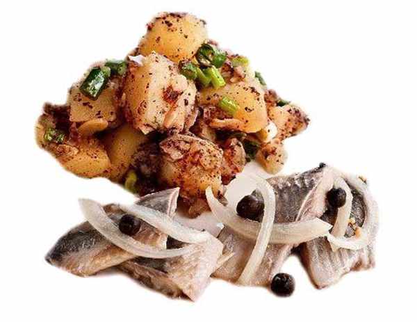 Arenques con patatas y tocino