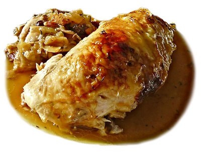 Pollo relleno de manzana