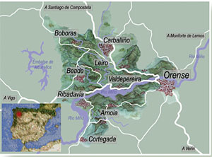 Mapa zona del Ribeiro Mapa zona del Ribeiro